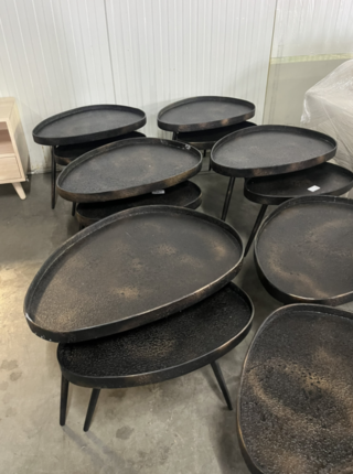 6x Set van 2 bijzettafels BePurehome, Crude, Brons